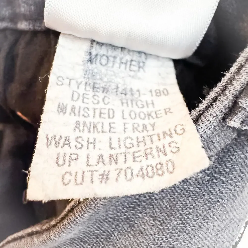 Mother High Waisted Looker Ankle Fray Lighting Up Lanterns Denim Jeans Size 24